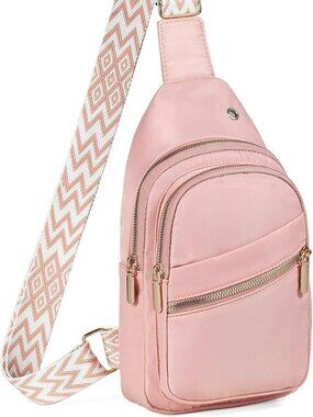 NEW Pink Cross Body Sling Bag Crossbody Trendy w Strap Backpack Easy Carry